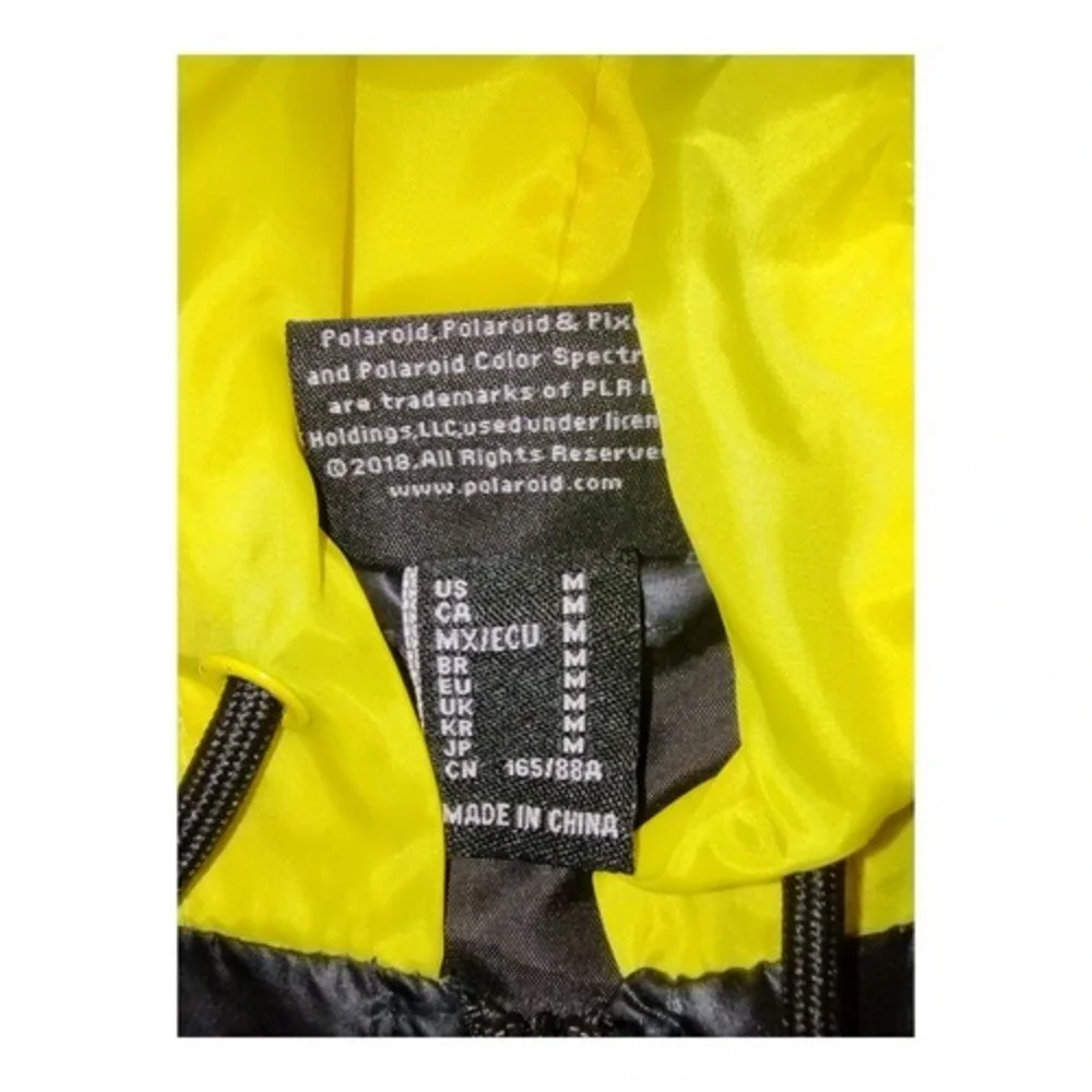 Polaroid Womens Colorblock Hooded Windbreaker Jacket Yellow Black Womens‎ Medium